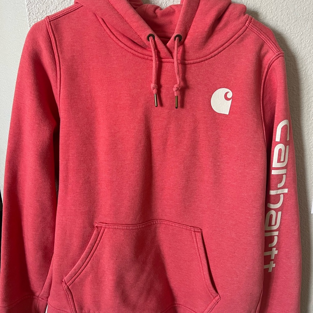 Carhartt Pink Sweatshirt with Hood and Logo